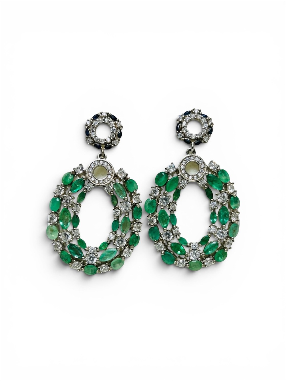 genuine Emerald and sapphire earrings